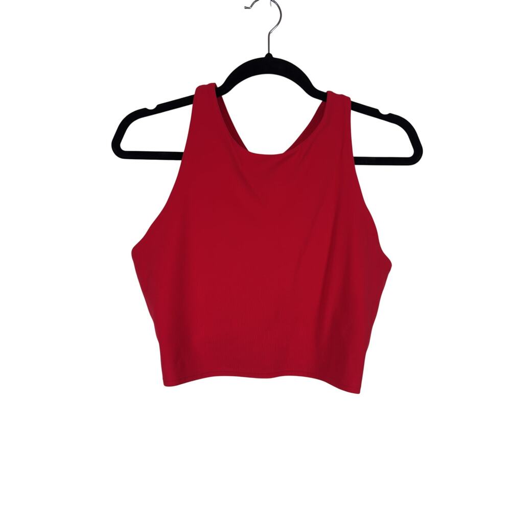 Athleta Conscious Crop Bra Top A-C Womens XL Red Built-In Bra Racerback